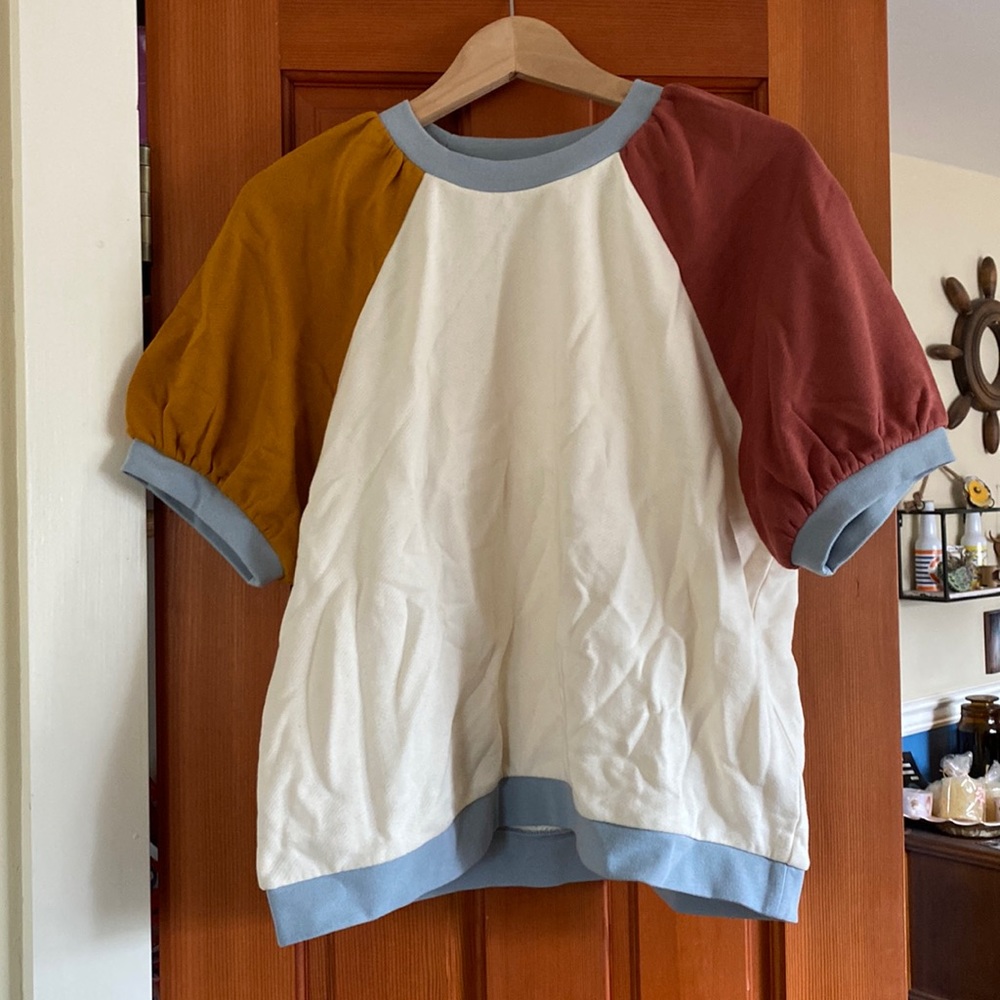 Madewell Short-Sleeve Sweatshirt in Colorblock size L